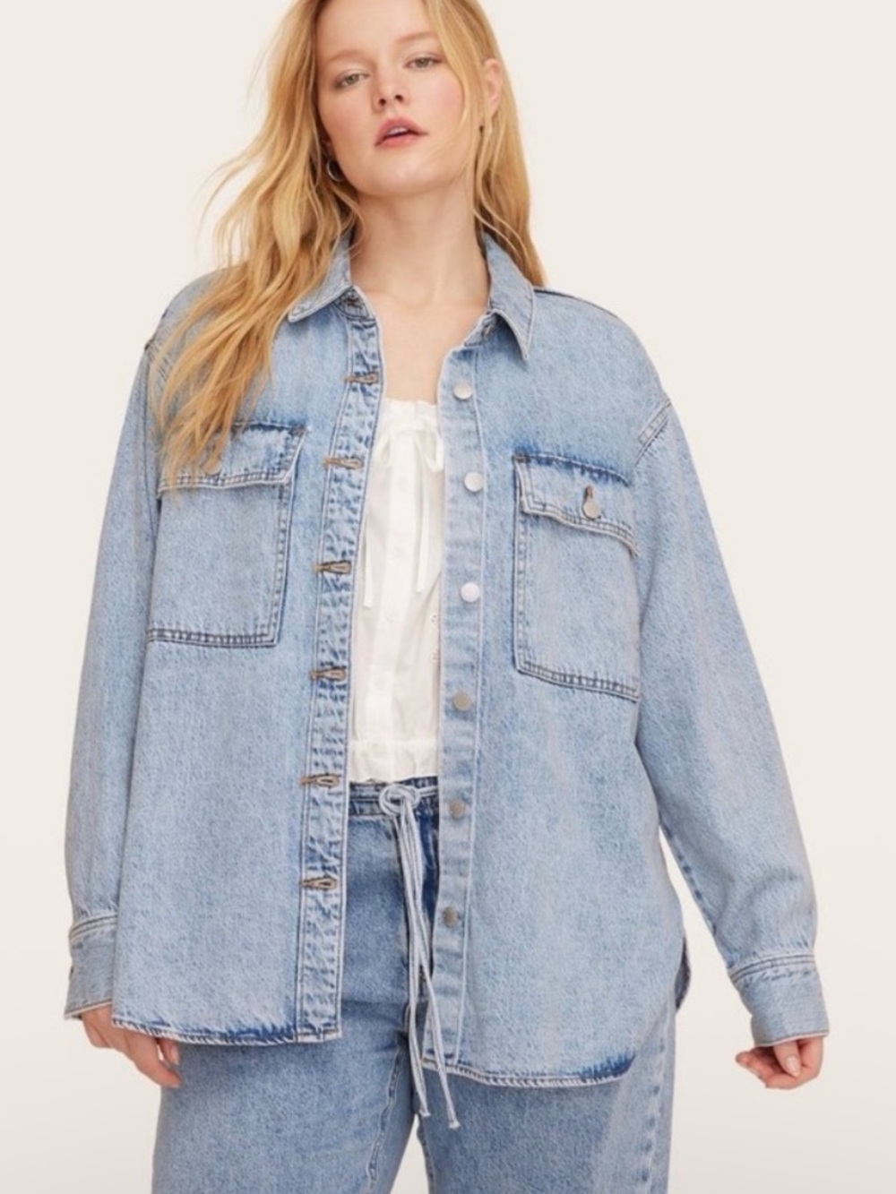 Parke Light Blue Denim Jacket with Navy Tag - Picture 2 of 3